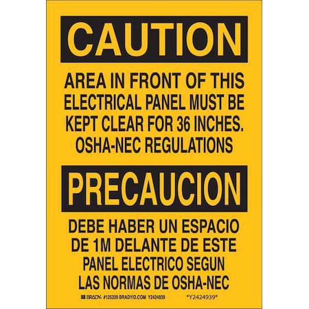 Brady Bilingual Sign, 10X7", Black/Yellow, 125339 125339