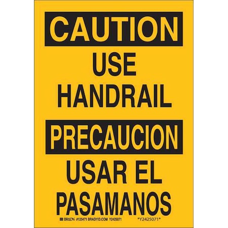 Brady Bilingual Safety Sign, 14" H, 10" W, Polyester, Rectangle, Spanish, 125474 125474