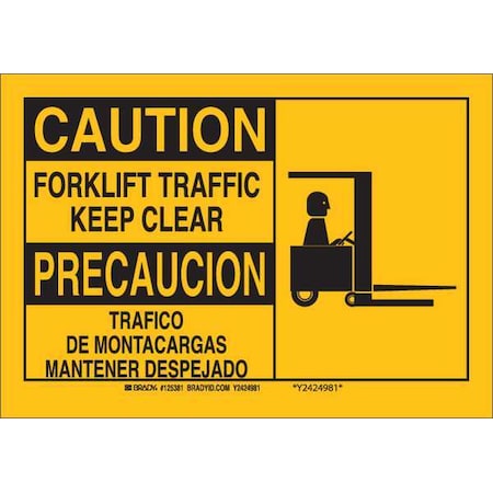 Brady Safety Sign, 10" H, 14" W, Aluminum, Rectangle, English, Spanish, 125382 125382
