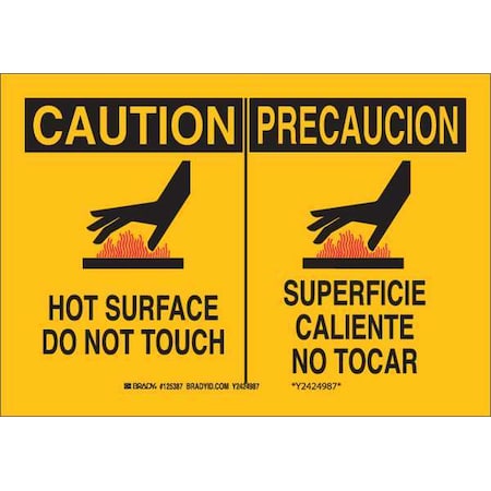 Brady Safety Sign, 7 in H, 10 in W, Polyester, Rectangle, English, Spanish, 125387 125387