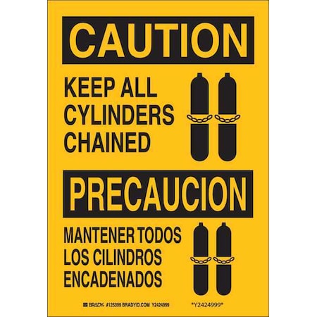 Brady Safety Sign, 14" Height, 10" Width, Aluminum, Rectangle, English, Spanish 125400
