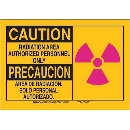 Brady Radiation & Laser Sign, 7 in H x 10 in W, Aluminum, Rectangle 125427