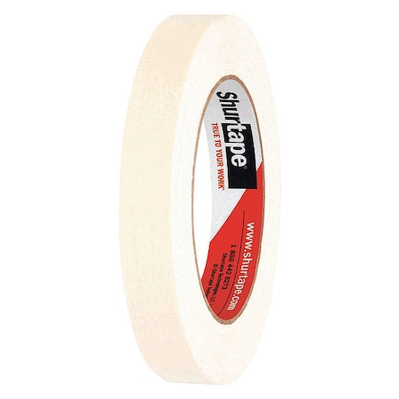 Shurtape Masking Tape, 18 mm W x 55 m L, 5 mil Thick, Tan, Rubber Adhesive, 48 PK 100486