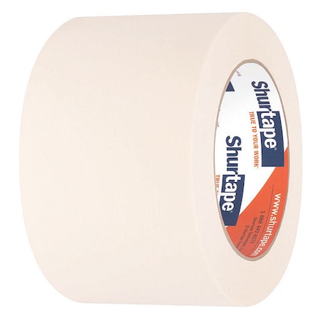 Shurtape Masking Tape, 72 mm W x 55 m L, 4.8 mil Thick, Tan, Rubber Adhesive, 16 PK 101331