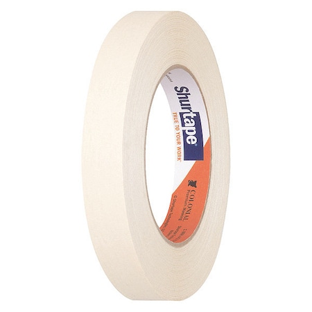 Shurtape Masking Tape, 18 mm W x 55 m L, 6.4 mil Thick, Tan, Rubber Adhesive, 48 PK 100738