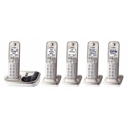 Panasonic Telephone, Champagne Gold, 5Handset, Wall KX-TGD225N