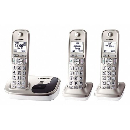Panasonic Telephone, Champagne Gold, 3Handset, Wall KX-TGD213N