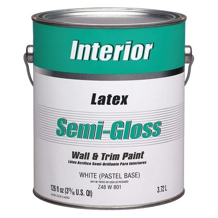 Pratt & Lambert Interior Paint, Semi-Gloss, Latex Base, China White, 1 gal Z48W00801-16