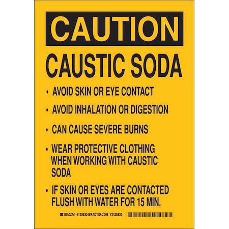 Brady Caution Sign, 10X7", Black/Yellow, 125929 125929