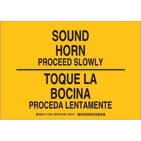 Brady Bilingual Safety Sign, 10" H, 14" W, Polyester, Rectangle, English, Spanish, 125510 125510