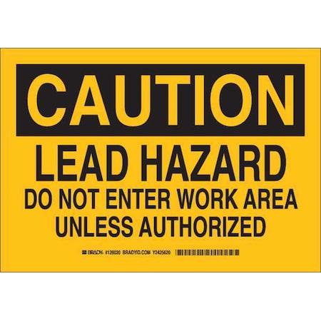 Brady Caution Sign, 7 in H, 10 in W, Plastic, Rectangle, English, 126019 126019