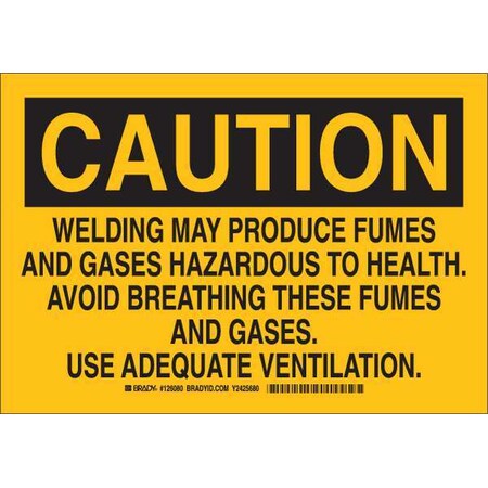 Brady Caution Sign, 10 in Height, 14 in Width, Plastic, Rectangle, English 126082