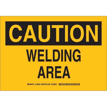 Brady Caution Sign, 10 in Height, 14 in Width, Plastic, Rectangle, English 126094