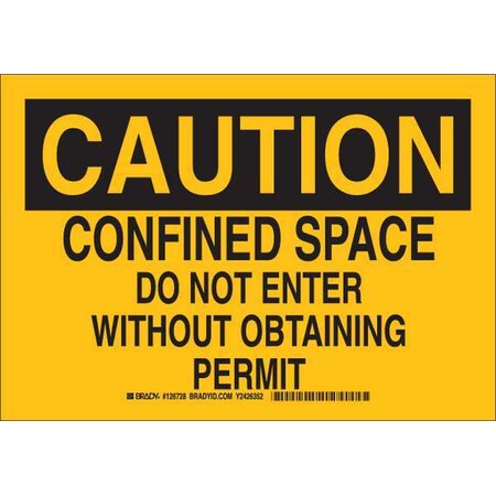 Brady Caution Sign, 7 in Height, 10 in Width, Plastic, Rectangle, English 126727