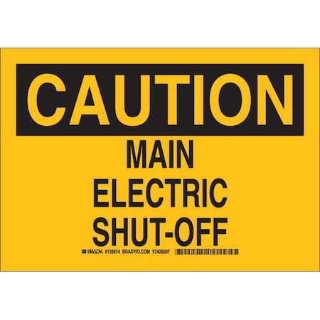 Brady Caution Sign, 7X10", Black/Yellow, 126974 126974