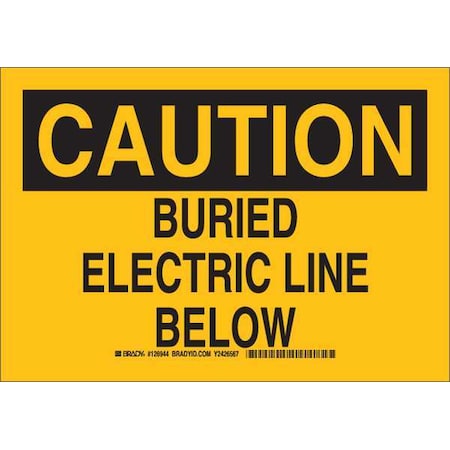 Brady Caution Sign, 7X10", Black/Yellow, 126942 126942