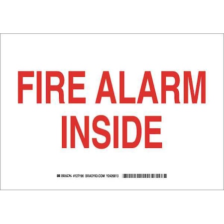 Brady Fire Alarm Sign, 10X14", Red/White 127192
