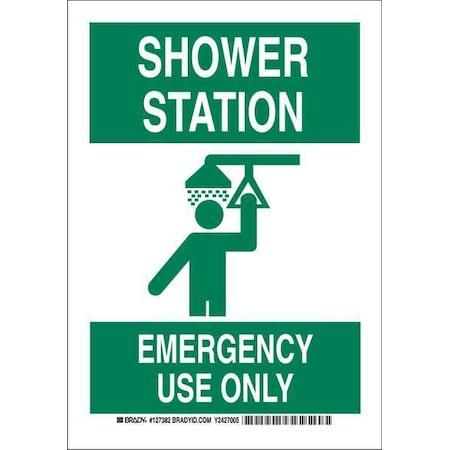 Brady Shower Station, Emergency Use Only, 14 in x 10 in, Rectangle, Plastic, 127384 127384