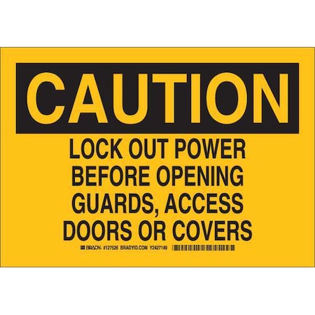 Brady Caution Sign, 10 in H, 14 in W, Polyester, Rectangle, English, 127529 127529