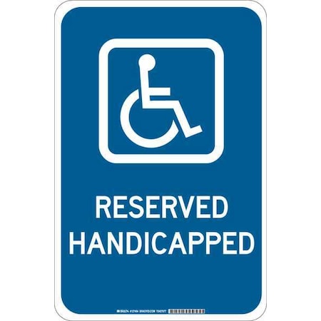 Brady Handicap Parking Sign, 18"H, 12"W, Alum, 127452 127452