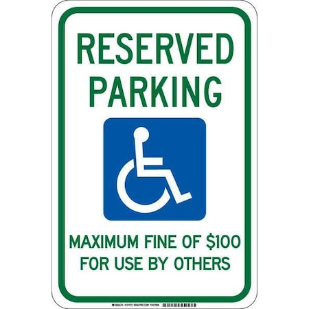 Brady Handicap Parking Sign, 18"H, 12"W, Plastic, 127471 127471