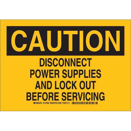 Brady Caution Sign, 7X10", Black/Yellow, 127490 127490