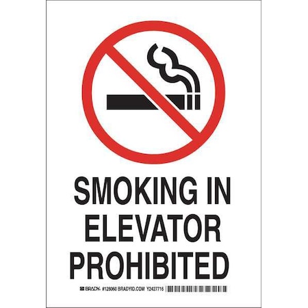 Brady No Smoking Sign, 14 in H, 10" W, Polyester, Rectangle, English, 128063 128063