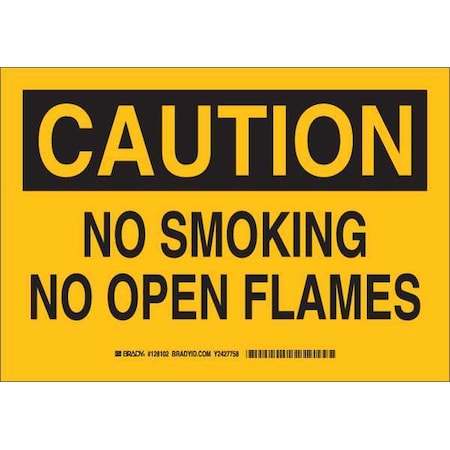 Brady No Smoking Sign, 10" H, 14 in W, Rectangle, English, 128103 128103