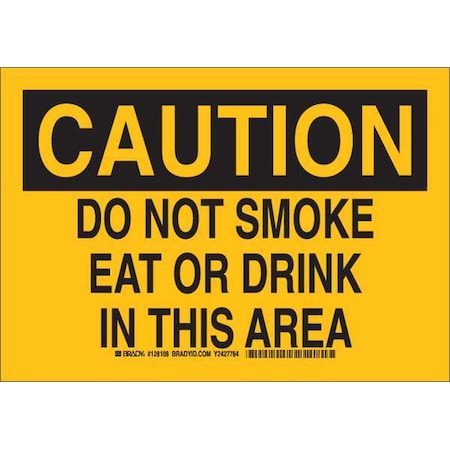 Brady No Smoking Sign, 7" H, 10" W, Rectangle, English, 128106 128106