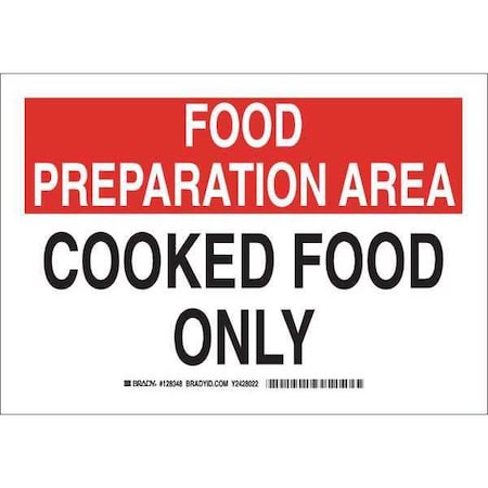 Brady Food Preparation Area, Cooked Food Only, 10" W x 7" H, Rectangle, Plastic, 128347 128347