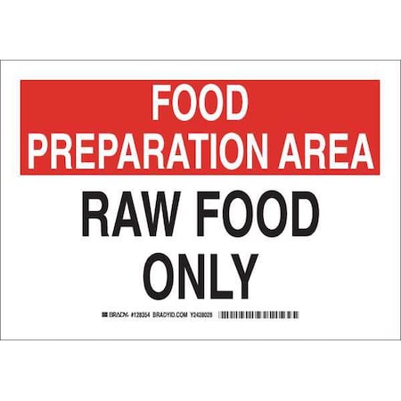 Brady Food Preparation Area, Raw Food Only, 14" W x 10" H, Rectangle, Aluminum, 128355 128355