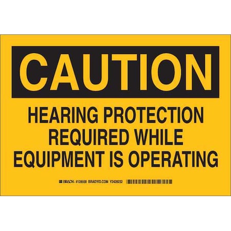 Brady Caution Sign, 10 in Height, 14 in Width, Aluminum, Rectangle, English 128559