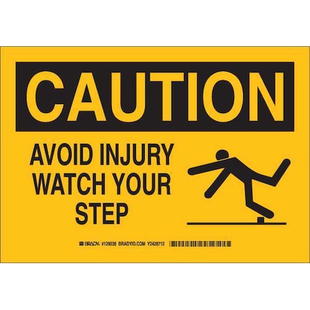 Brady Caution Sign, 7" H, 10" W, Aluminum, Rectangle, English, 129036 129036