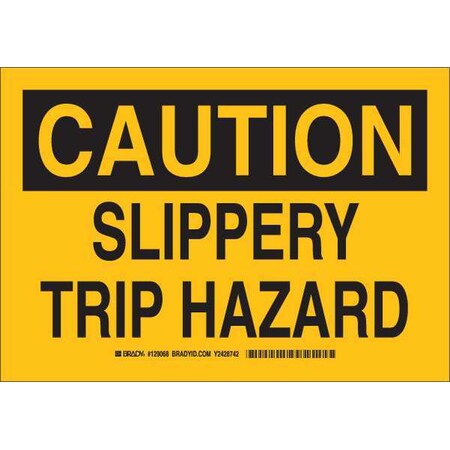 Brady Caution Sign, 7" H, 10" W, Aluminum, Rectangle, English, 129066 129066