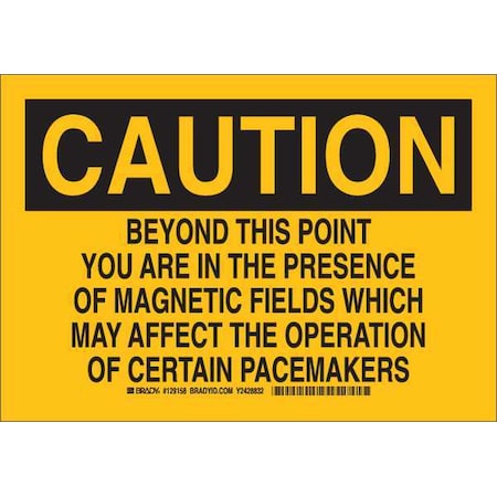 Brady Caution Sign, 7 in H, 10 in W, Polyester, Rectangle, 129158 129158