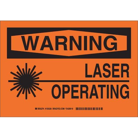 Brady Warning Sign, 10 in H, 14 in W, Plastic, Rectangle, 129328 129328