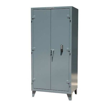 Strong Hold Shelving Storage Cabinet, 78 in H, 48 in W, 24 in D, Swing, Electronic Keypad, Dark Gray, 4 Shelves 46-244-KP