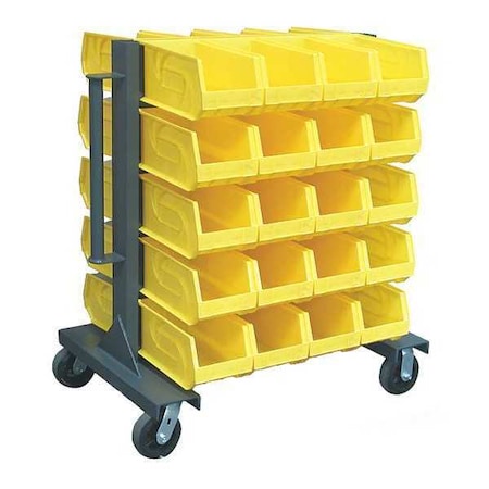 Strong Hold Steel Heavy-Duty Mobile Bin Rack, 37 in W x 28 in D x 48 in H, 5 Shelves, Gray 3.33.2-BR-40CA