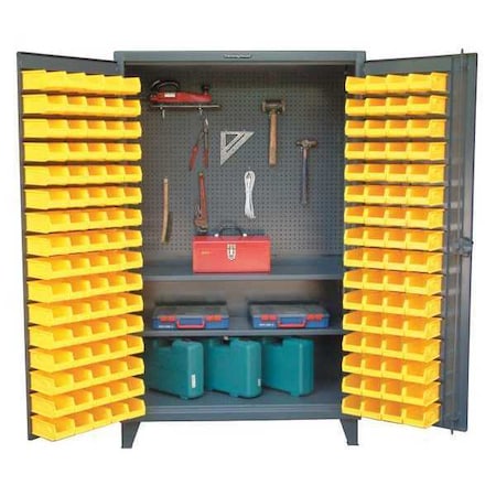 Strong Hold 36"W Pegboard Bin Cabinet, Gray, 24"D x 78"H 46-BSPB-242