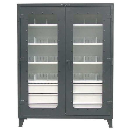 Strong Hold Combo Drawer Storage Cabinet, 78 in H, 60 in W, 24 in D, Swing, Padlock Hasp, Dark Gray, 6 Drawers 56-LD-244-6/5DB-24DIV