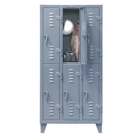 Strong Hold Wardrobe Locker, 74 in W, 18 in D, 78 in H, (2) Tier, (3) Wide, Dark Gray 66-18-2TSL