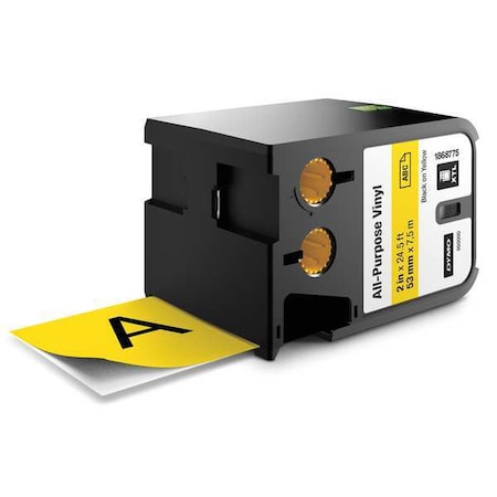 Dymo Cartridge Label, Black/Yellow, Labels/Roll: Continuous 1868775