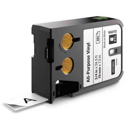 Dymo Cartridge Label, Black/White, Labels/Roll: Continuous 1868752