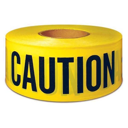 Zoro Select Barricade Tape, Caution, Yellow, 3 in Wide x 1,000 ft Length, Polyethylene Film, 2 mil 600CC 1000