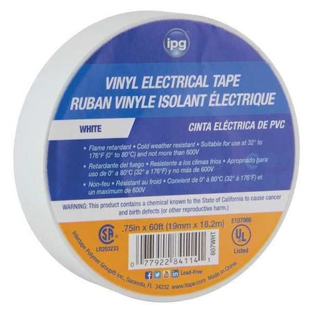 Intertape Electrical White .75X60 Plan, Pk120 85828