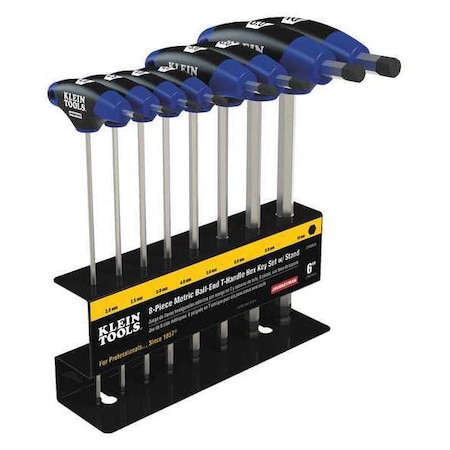 Klein Tools Hex Kit Set, Metric, Ball End T-Handle, 6-Inch
