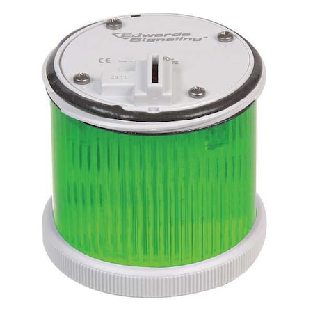Edwards Signaling Stacklight Warning Light, 24V AC, 24V DC, Green, 70 mm Dia., 3 1/8 in Height, LED 270CLEDMG24AD