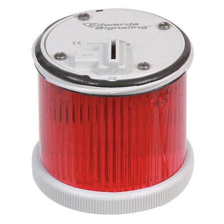 Edwards Signaling Stacklight Warning Light, 24V AC, 24V DC, Red, 70 mm Dia., 3 1/8 in Height, LED 270CLEDMR24AD