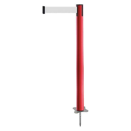 Tensabarrier Barrier Post with Belt, Red, 13 ft Length, 43 in Post Height, No Legend, Unfinished 884-21-MAX-B1X-C