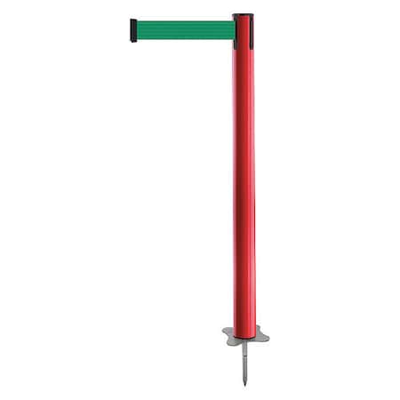 Tensabarrier Barrier Post with Belt, Red, 7 1/2 ft Length, 43 in Post Height, No Legend, Unfinished 884-21-STD-G6X-C